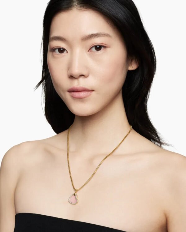 DY Elements&reg; Heart Amulet 18K Yellow Gold with Pink Opal and Diamonds