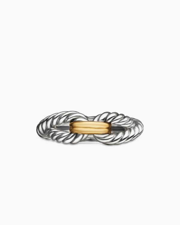 Cable Loop Band Ring Sterling Silver with 18K Yellow Gold - 6
