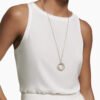 Crossover Pendant Necklace Sterling Silver with 14K Yellow Gold, 37mm