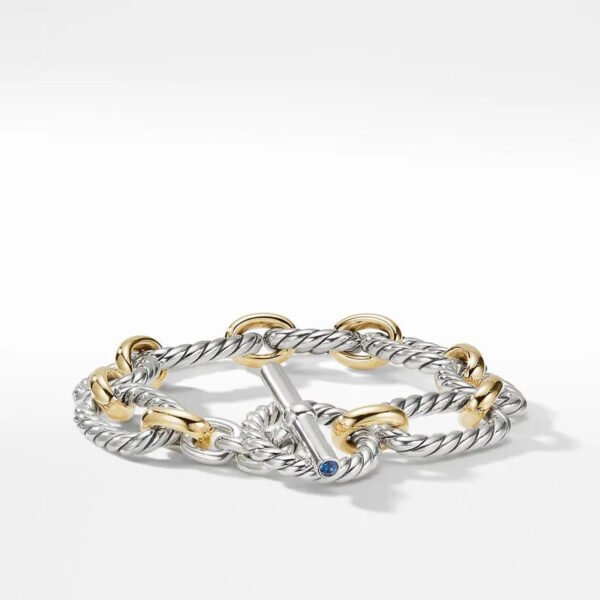 Cushion Link Bracelet with Blue Sapphires and 18K Gold