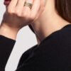 COCO CRUSH RING Quilted motif, mini version, 18K white gold - 6