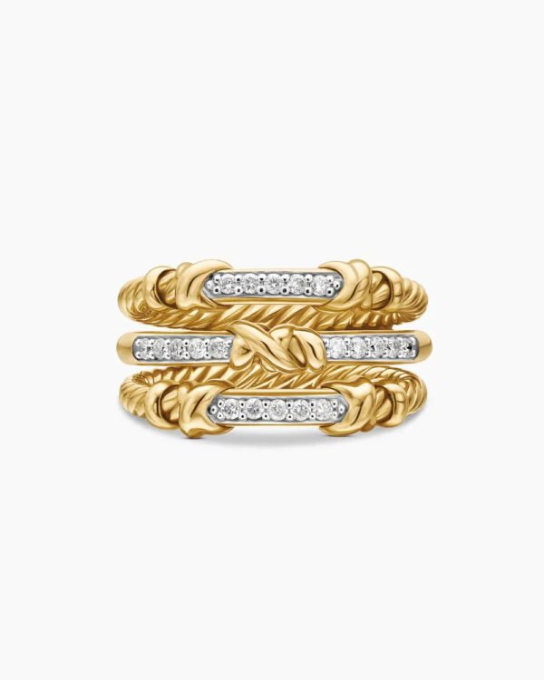 Petite Helena Wrap Three Row Ring 18K Yellow Gold with Diamonds, - 6