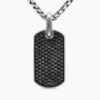 Chevron Tag Sterling Silver with Black Diamonds, 27mm