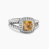 1417730F-7256-D457-7A14-6534600F981D.jpg Petite Albion Ring Sterling Silver with Citrine and Diamonds, 7mm