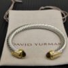 7mm Cable Bracelet with Brown & Diamond Accents ??Gold Cap