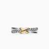 Petite X Ring Sterling Silver with 18K Yellow Gold - 6