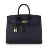 Birkin Sellier 25 Black Gold Hardware Epsom Leather New w/Box