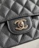 Chanel Classic Handbag Grained Calfskin & Silver Metal A01112