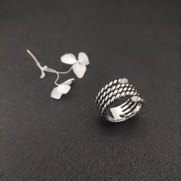 David Yurman Diamond Willow Serpentine Ring - 6
