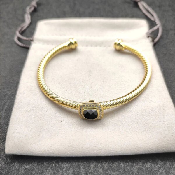 Cable Classics Bracelet with Black Onyx and Diamonds 18K Yellow Gold 4mm