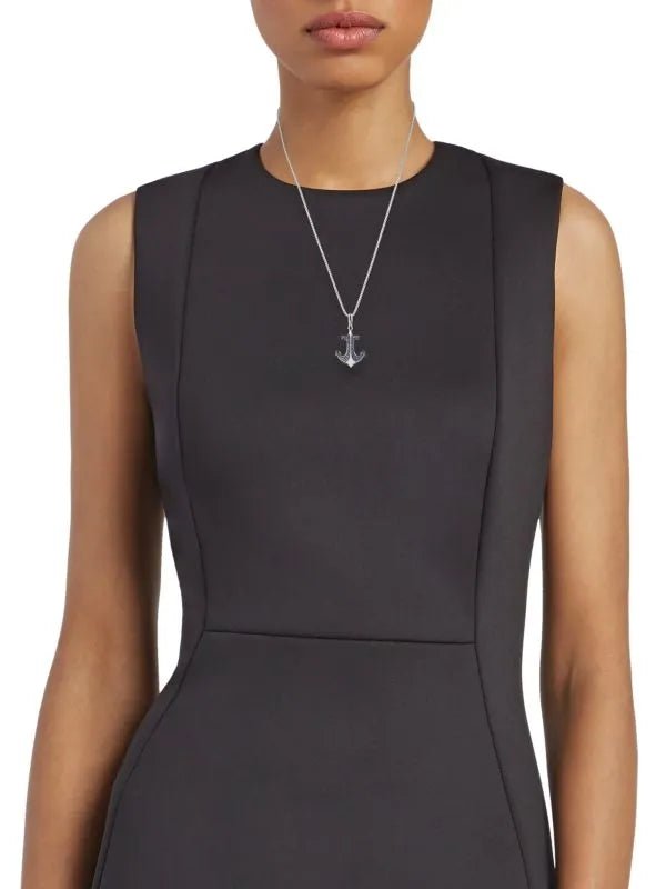 16195140-9BC3-62F4-56BB-C7E9B295716B.jpg 14K White Gold, Sapphire & Diamond Anchor Pendant Necklace