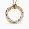 Pave Crossover Pendant Necklace 18K Yellow Gold with Diamonds, 30mm