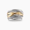 1639BC66-E4A0-1D38-9769-9B9F801B4E9E.jpg Crossover Ring Sterling Silver with 14K Yellow Gold, 17mm