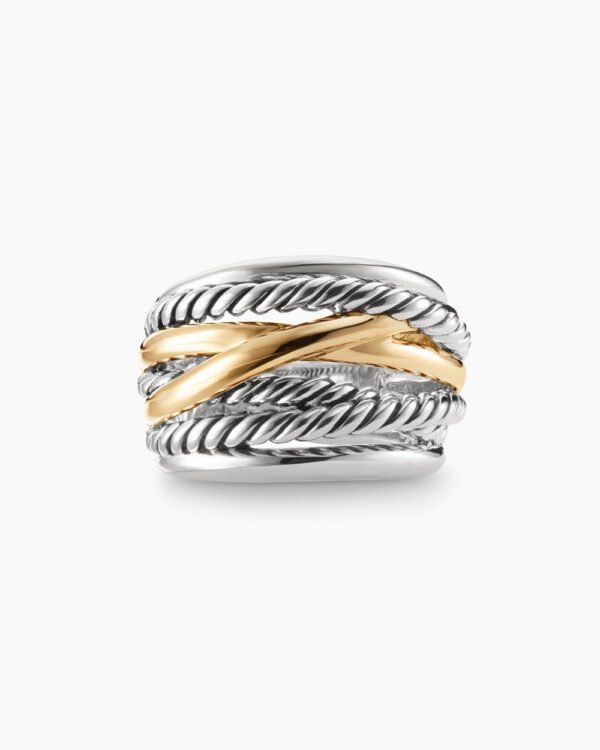 1639BC66-E4A0-1D38-9769-9B9F801B4E9E.jpg Crossover Ring Sterling Silver with 14K Yellow Gold, 17mm