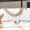 Chanel Classic Medium Flapbag Golden Hardware White 10in/25.5cm