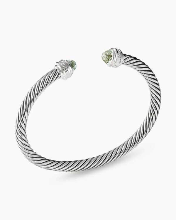 16985558-C807-5309-A2AD-0EE0784E38B3.jpg Classic Cable Bracelet Sterling Silver with Prasiolite and Diamonds, 5mm