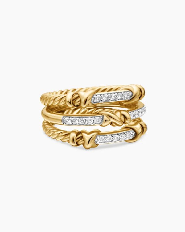 Petite Helena Wrap Three Row Ring 18K Yellow Gold with Diamonds, - 6
