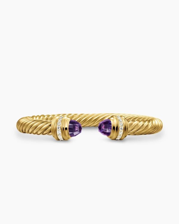 171BFCB7-3899-D2BB-5995-1D9FCF250070.jpg Classic Cablespira® Bracelet 18K Yellow Gold with Amethyst and Diamonds, 7mm