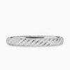 Sculpted Cable Bangle Bracelet 18K White Gold with Diamonds,  6.2mm
