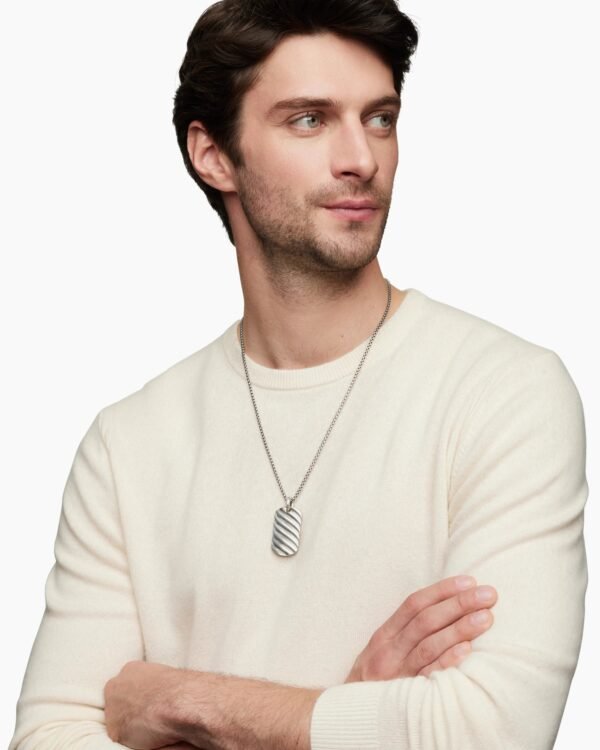 Sculpted Cable Tag Sterling Silver, 42mm