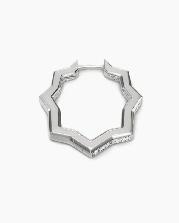 Zig Zag Stax??Hoop Earrings Sterling Silver with Diamonds