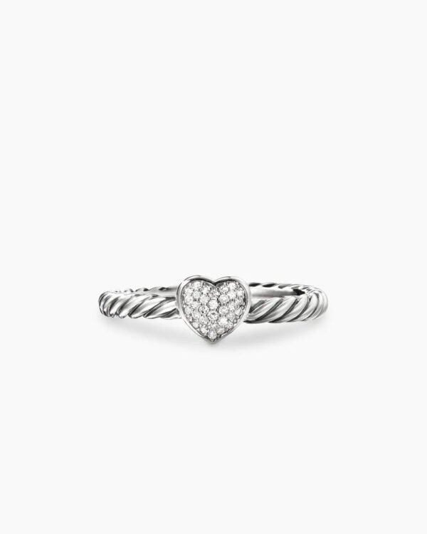 18A29B32-C2DE-35F4-F382-7F425F4E0B22.jpg Cable Collectibles® Heart Stack Ring Sterling Silver with Pave Diamonds, 6.2mm
