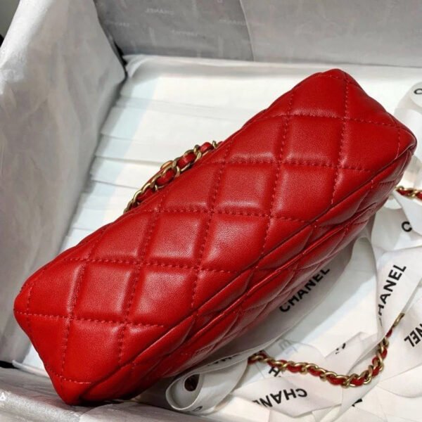 Chanel Flap Bag With CC Ball On Strap Red For Women, Women&rsquo;s Handbags, Shoulder And Crossbody Bags 7.8in/20cm AS1787