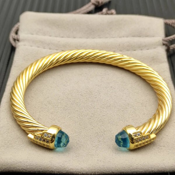 7mm Cable Bracelet with Aquamarine & Diamond Accents
