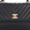 195240A1-8D22-434D-EF41-CAF31C46DE9A.jpg Caviar Chevron Quilted Small Coco Handle Flap Dark Grey