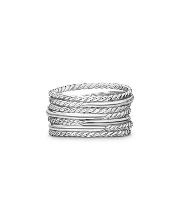 Crossover Wide Diamond Stacked Ring - 6