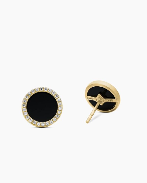 Petite DY Elements&reg; Stud Earrings 18K Yellow Gold with Black Onyx and Diamonds, 14mm