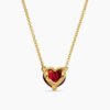Chatelaine&reg; Heart Pendant Necklace 18K Yellow Gold with Garnet, 8mm