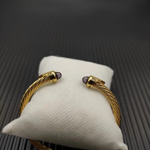 Cable Bracelet with Amethyst  & Diamond Accents  5mm