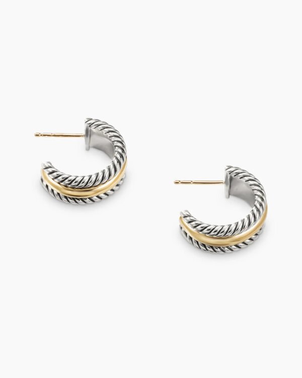 19BD2326-E8EE-5117-77C4-D3AABF7745C4.jpg Cable Collectibles Huggie Hoop Earrings Sterling Silver with 14K Yellow Gold, 15.6mm