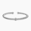 19C76996-4DF0-6288-C7CC-855F412CC64C.jpg Classic Cable Station Bracelet Sterling Silver with Diamonds, 4mm