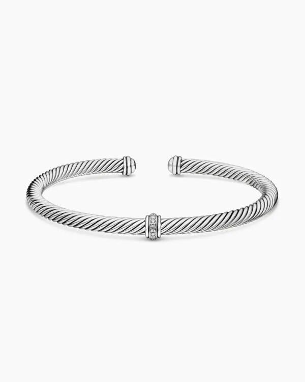 19C76996-4DF0-6288-C7CC-855F412CC64C.jpg Classic Cable Station Bracelet Sterling Silver with Diamonds, 4mm