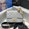 1A50D31A-0E00-6BCD-0803-245FD89BFA19.jpg Chanel Classic Flap With Charm Chain With CC Details On Strap Bag 17cm/7inch Gold Hardware Grey