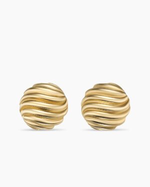 Sculpted Cable Stud Earrings 18K Yellow Gold, 14mm