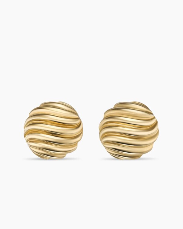 Sculpted Cable Stud Earrings 18K Yellow Gold, 14mm