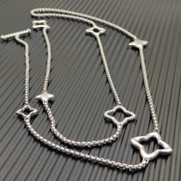 David Yurman Sterling Silver Quatrefoil Chain Necklace