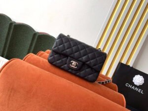 Chanel Small Classic Handbag Silver Toned Hardware Black For Women, Women&rsquo;s Bags, Shoulder and Crossbody Bags 7.8in/20cm A01113