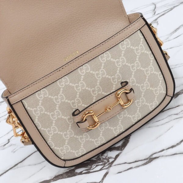 Gucci Horsebit 1955 Canvas Mini Shoulder Bag White Beige