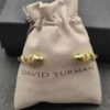 Petite Helena Classic Cable Bracelet Sterling Silver with 18K Yellow Gold, Gold Domes and Diamonds, 4mm
