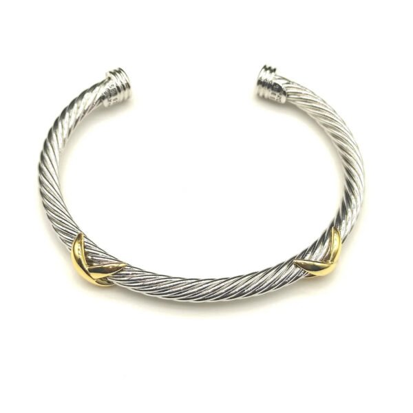 1DAE8B00-59CC-3AB7-6199-A52525CBB081.jpg X Classic Cable Station Bracelet Sterling Silver with 14K Yellow Gold, 5mm