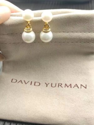 Double Pearl Pave 18K Gold Diamond Earrings