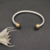 Classic Cable Bracelet Sterling Silver with Amethyst and Diamonds, 5mm