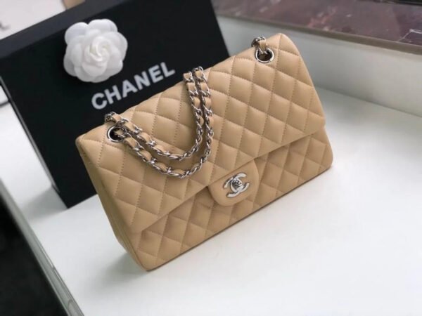 1EFB8FCA-5460-AEA5-A4B5-D4EBC1ADCB51.jpg Chanel Classic Handbag Silver Hardware BeigeFor Women, Women’s Bags, Shoulder And Crossbody Bags 10.2in/26cm A01112