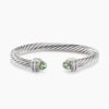 1F5D4377-42CB-A28A-A5F0-1A93F10054DA_1844f3fe-072e-4a54-b7da-f7f4c1e366b8.jpg Classic Cable Bracelet Sterling Silver with Prasiolte and Diamonds, 7mm