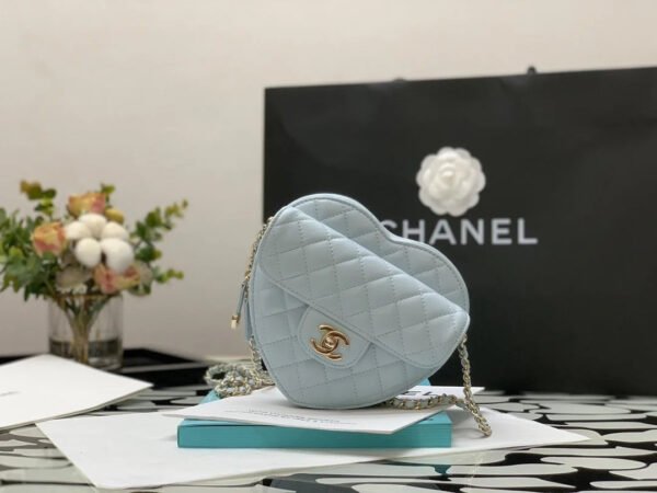 Chanel Mini Heart Bag Grey For Women 7in/18cm AS3191 B07958