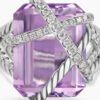Cable Wrap Ring Sterling Silver with Lavender Amethyst and Diamonds - 6